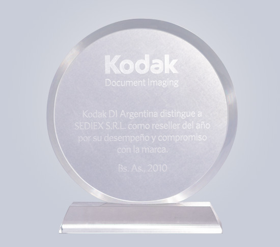 Reconocimiento de Kodak DI distingue a Sediex como reseller del año por su desempeño y compromiso con la marca 2010